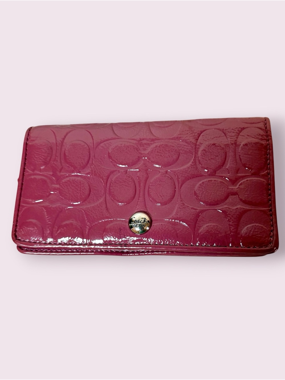 Coach Mauve Pink Patent Leather Signature Bifold Envelope Wallet